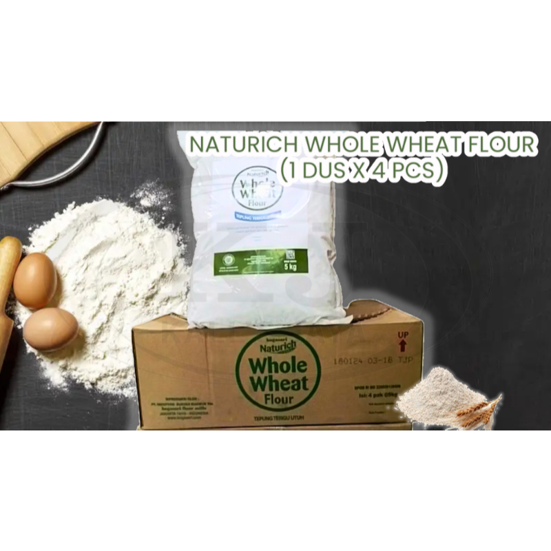 

NATURICH WHOLE WHEAT FLOUR / TEPUNG GANDUMM UTUH 5KG ( 1 DUS x 4 PCS)