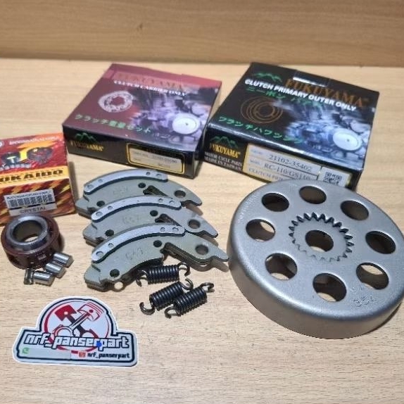 *FUKUYAMA*PAKET MANGKOK OTOMATIS KOPLING RC110/RUMAH KAMPAS GANDA OTOMATIS +CAGE SUZUKI RC 110 CRYST
