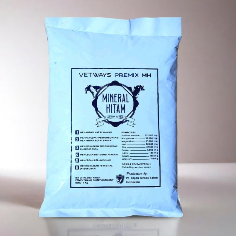 MINERAL HITAM VETWAYS PREMIX MH 1KG PREMIX PENGUAT TULANG SAPI KAMBING