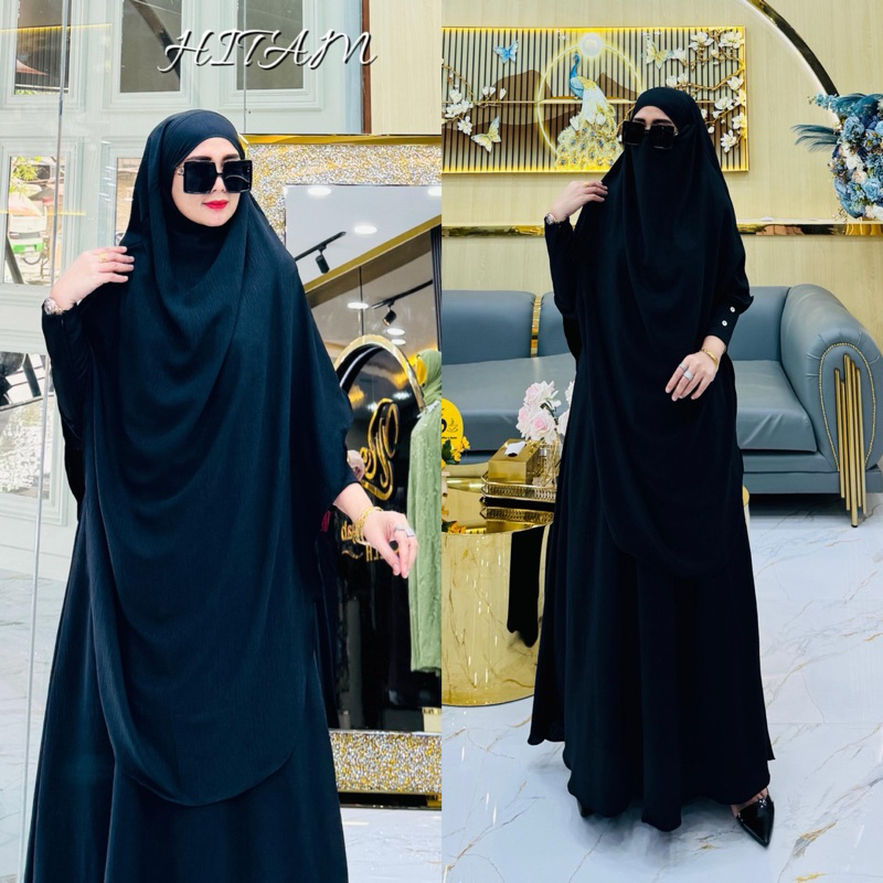 MAHARANI SERIES GAMIS SETT FRENCH KHIMAR GAMIS SYARI EDISI UMROH GAMIS MEWAH BRANDED HIJAB JUMBO TER