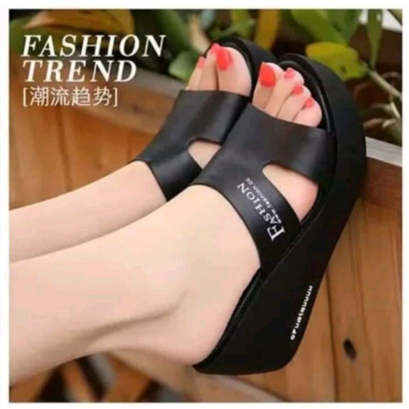 Sandal Wedges Selop Fasion Terbaru Sandal Wanita Wedges Kekinian Sandal Wanita Remaja Slip On Elegan