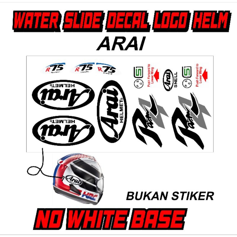 Water slide decal logo helm arai set