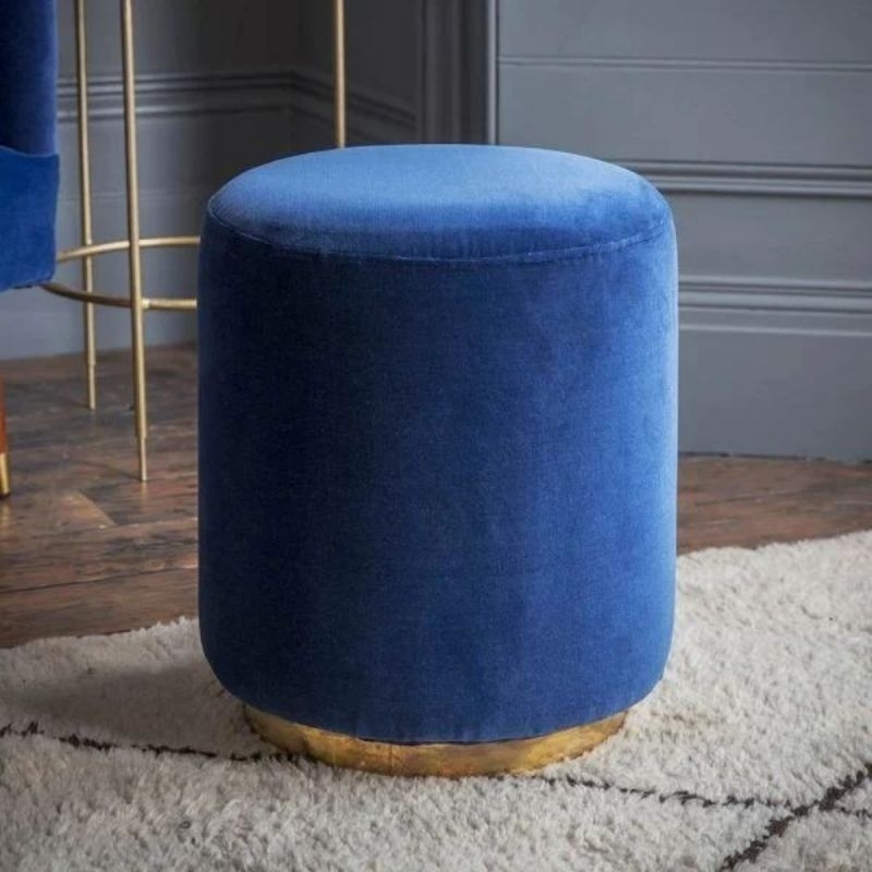 stool bulat kursi bludru