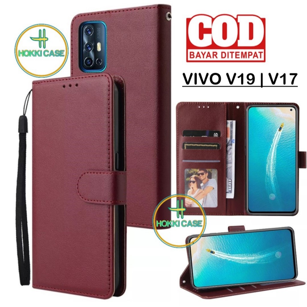 CASE VIVO V19 | VIVO V17  FLIP LEATHER CASE PREMIUM CASING DOMPET PREMIUM KANCING MAGNET DOMPET KART