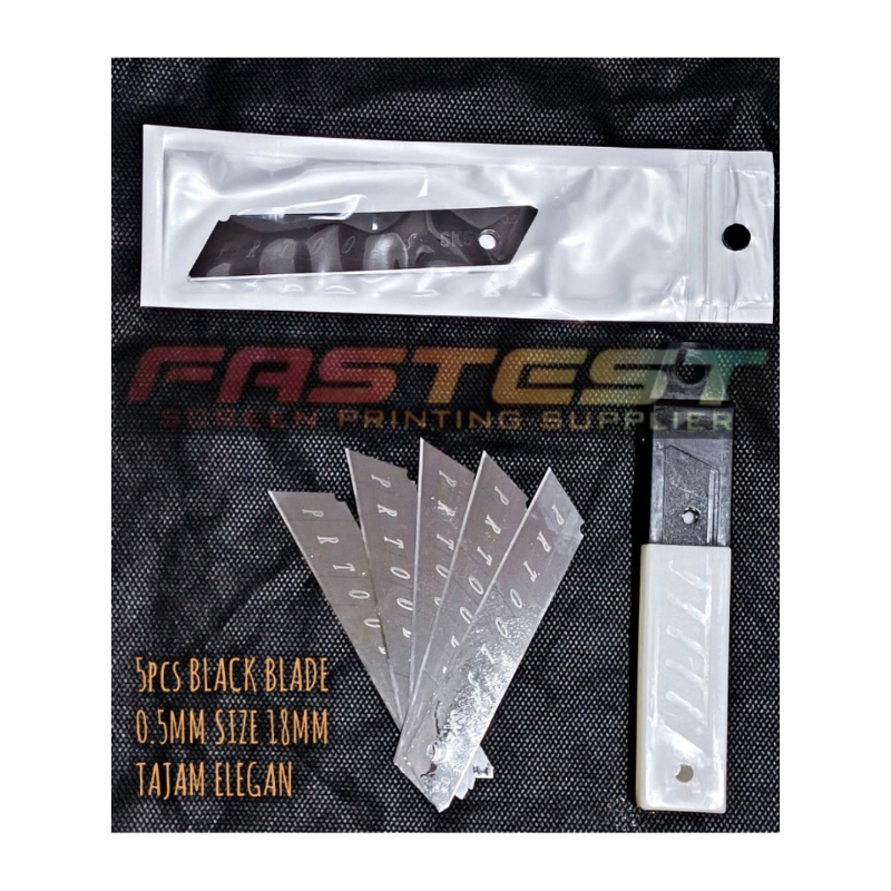 

paket isi cutter BLACK BLADE 5biji | refil cutter 0.5mm size 18 besar | ISI cutter sangat tajam
