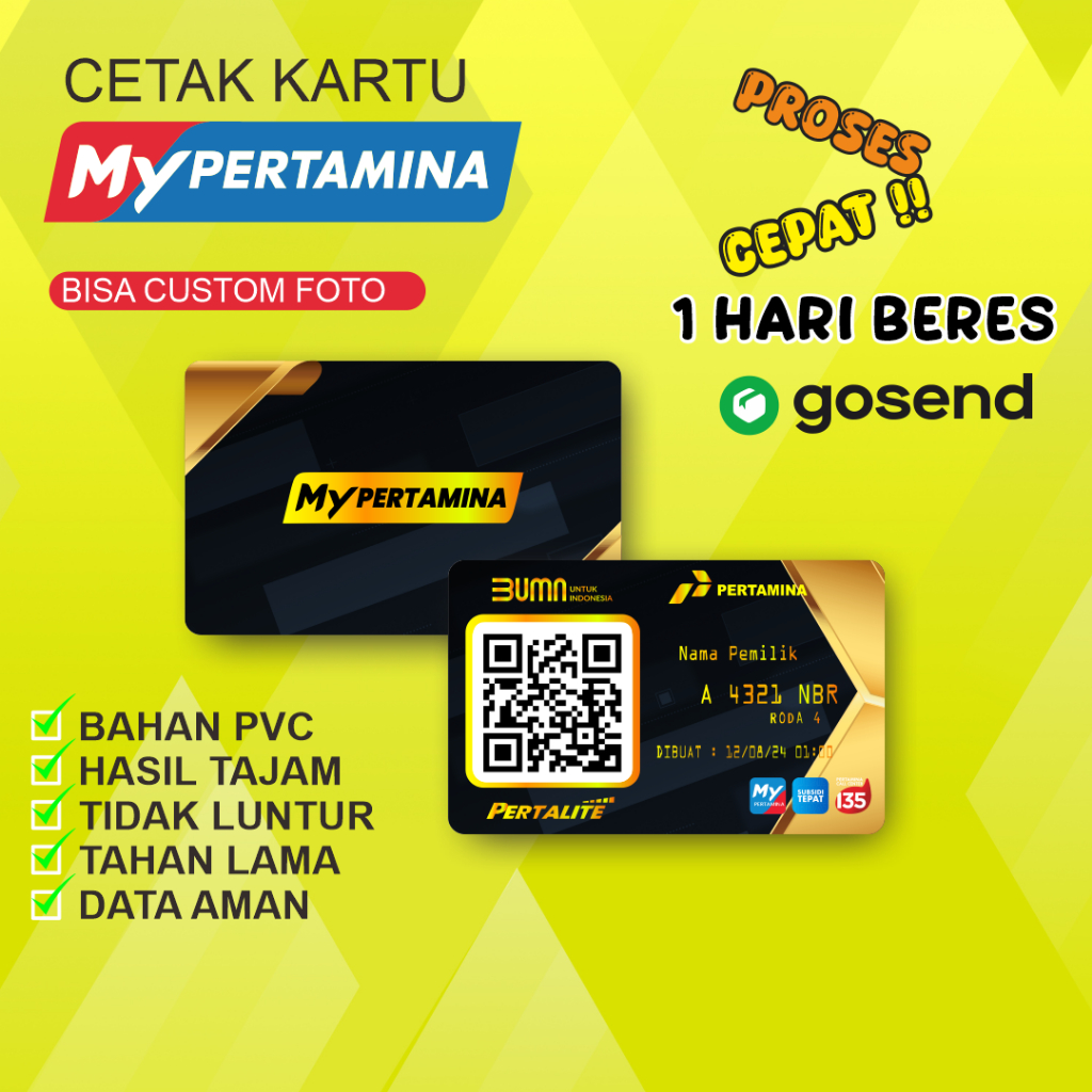 

Custom Cetak Kartu PERTAMINA PVC Tebal Awet Dan Tahan Lama-Cetak Id card My PERTAMINA Desain Exlusive