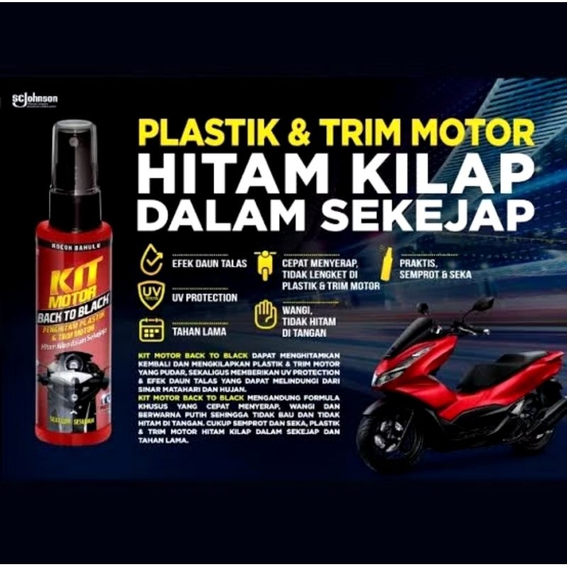 KIT PENGHITAM PLASTIK DASHBOARD PERMANEN/KIT PENGHITAM BODI KASAR HITAM PERMANENT 115ML MOTOR MOBIL