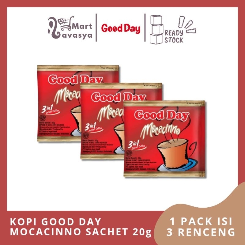 

KOPI GOOD DAY MOCACINNO 20g - 1 PACK ISI 3 RENCENG - KOTA BANDUNG - LAVASYA MART