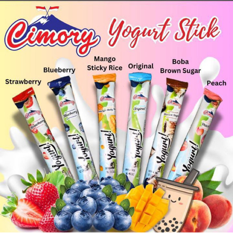 

Cimory Yogurt Stick 40 gr Isi 25 Pcs Original / Strawberry / Blueberry / Peach FREE BOX