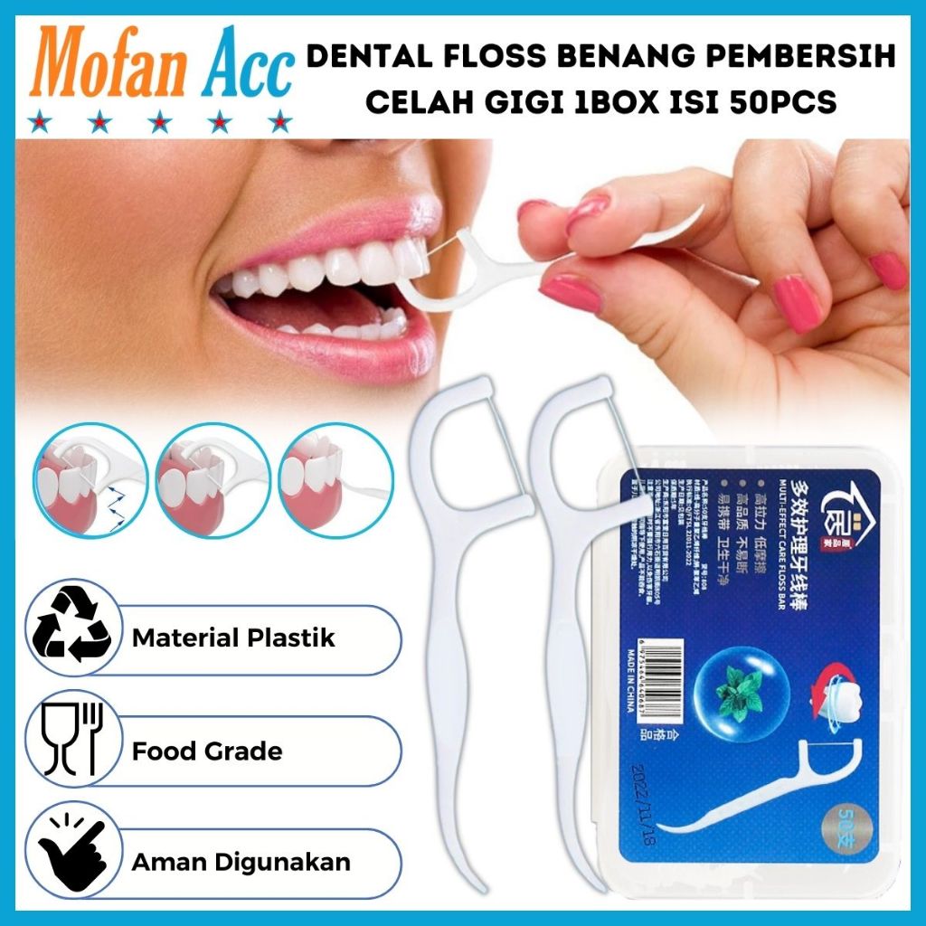 Pembersih Celah Gigi Benang Busur Tusuk Gigi Macromolecul [Isi 1 Box 50 Pcs] / Dental Floss Flosser 
