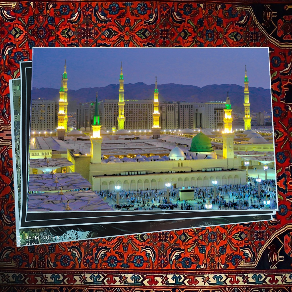 POSTER Masjid Nabawi kubah hijau BAHAN LUSTER UV