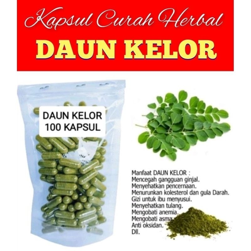 

100 kapsul daun kelor asli moringa curah