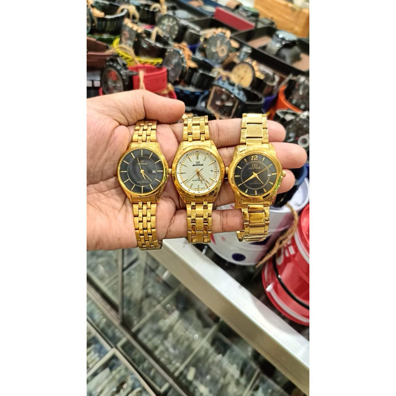 JAM TANGAN MIRAGE WANITA RANTAI KUNING STAINLESS STEEL WATER RESISTANT