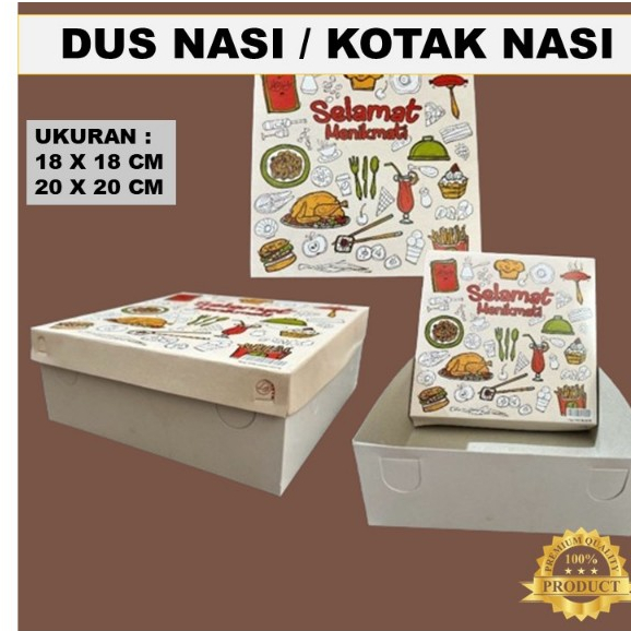 [1_Pack] Dus Kardus Box Nasi Catering  20x20 isi 25 pcs / Dus Box Besek Kotak Nasi  20 x 20 Rice Box