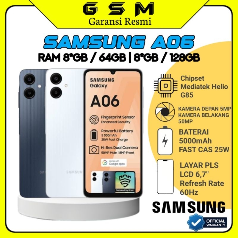 Samsung A06 RAM 8GB/64GB | 8GB/128GB Garansi Resmi TAM