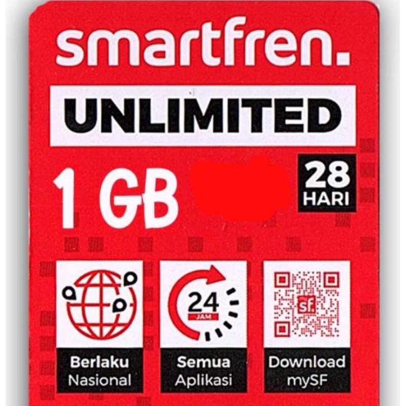 voucher unlimited Smartfren FUP 1GB/28 hari, non fisik