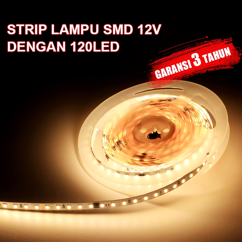 Strip lampu LED 12V 120 LED per meter aluminium dalam ruangan melalui lampu kabinet lampu ruangan