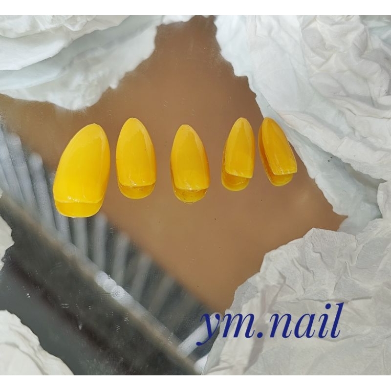 YM- Fake Nail Polos Nail Art Polos Kuku Palsu Polos Kuning  Kuku palsu Lucu