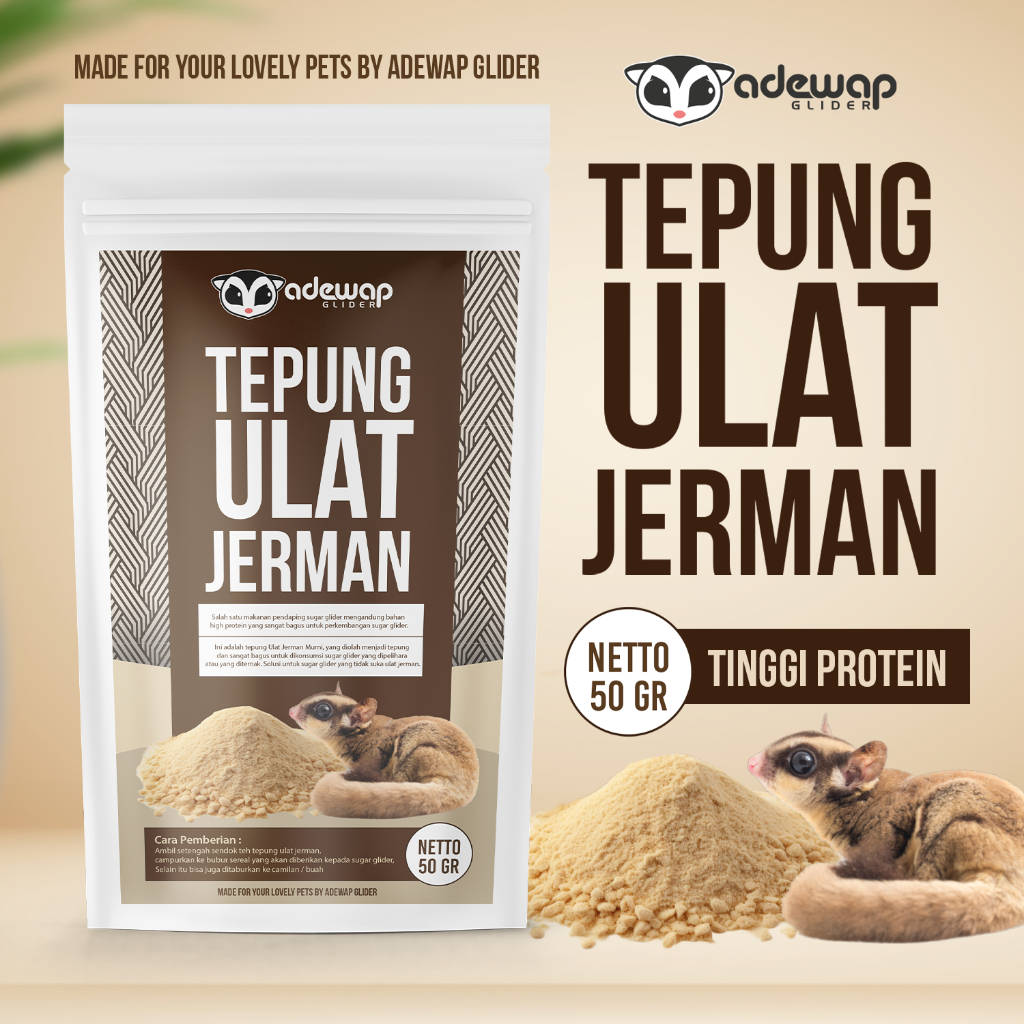 ADEWAP GLIDER Superworm Powder Suplemen Protein Tepung Ulat Jerman High Protein Sugar Glider