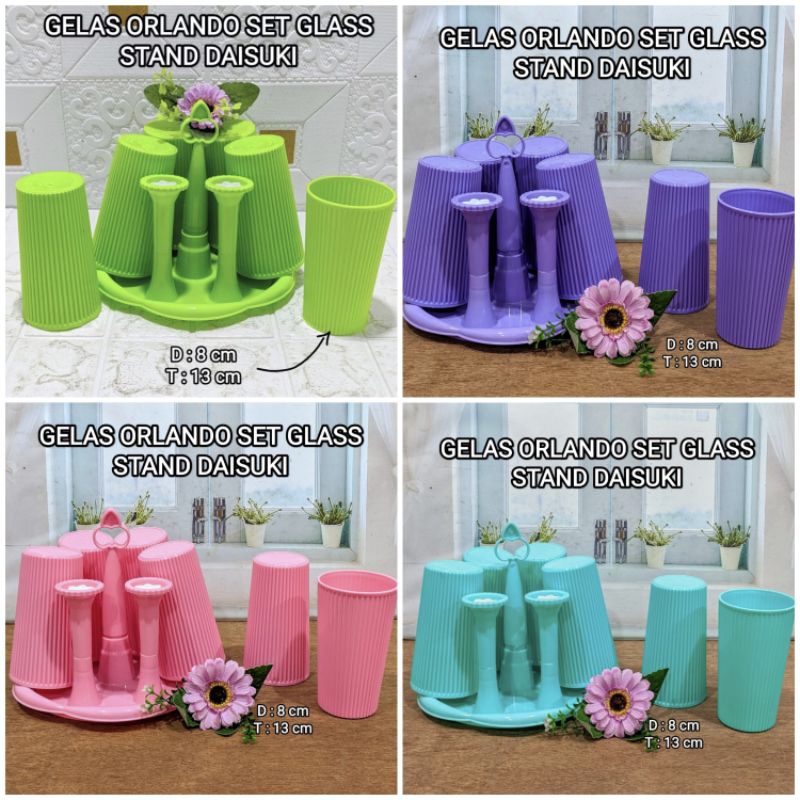 Set Stand Gelas DAISUKI (TATAKAN CANGKIR) + Gelas 6 Pcs Orlando / JACOB