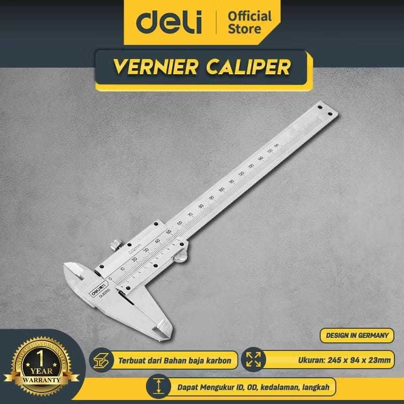 

DELI Jangka Sorong (Vernier Caliper) 0-150mm 6" Division value 0,02 EDL92150