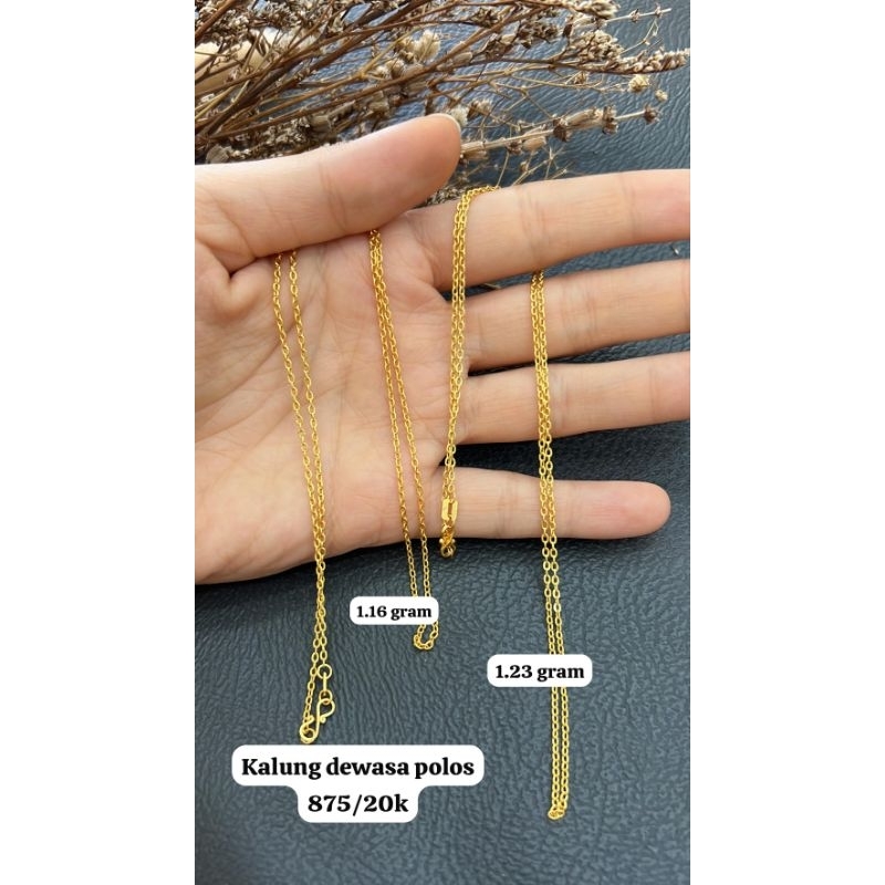 kalung dewasa polos model fancy emas asli kadar 875