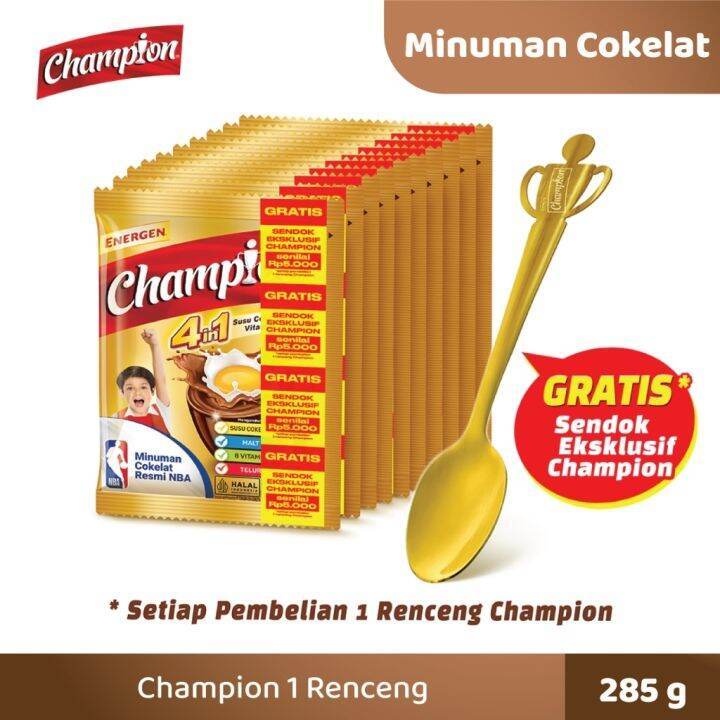 

Champions Minuman Coklat Berenergi - Kemasan 1 Renteng - Sereal Bergizi