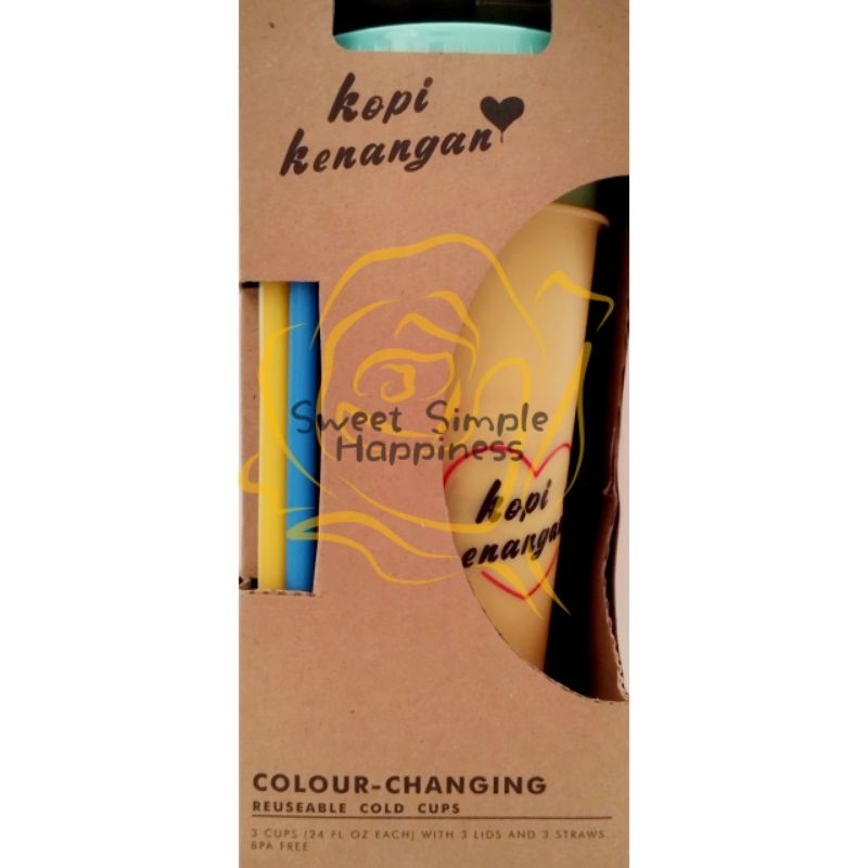 Kopi Kenangan - Tumbler Warna Warni Kenangan Colour Changing Reuseable Cold Cup BPA Free Go Green Ne