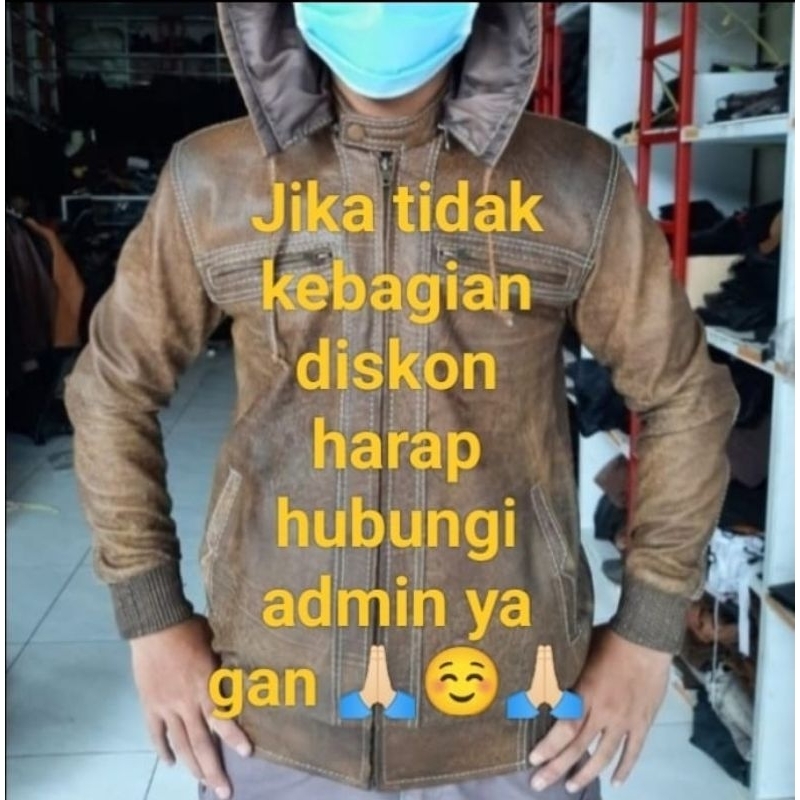 Jaket kulit domba warna wash model bomber kupluk rib elastisnya full kulit.Garansi 100% uang kembali