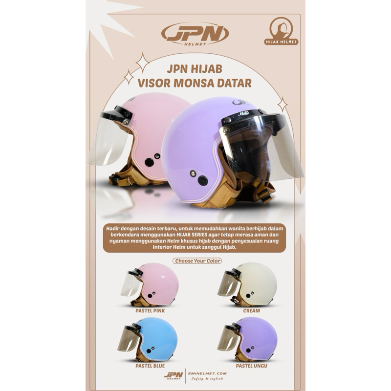 Helm Motor Half Face  Standar JPN HIJAB SNI Dewasa pria wanita