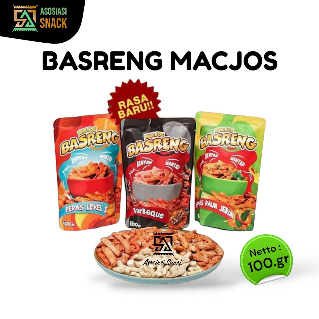 

MACJOS BASRENG Cemilan Snack Viral Makroni Macaroni Jaos goreng jos kemasan 100.gr Renyah gurih nikmat