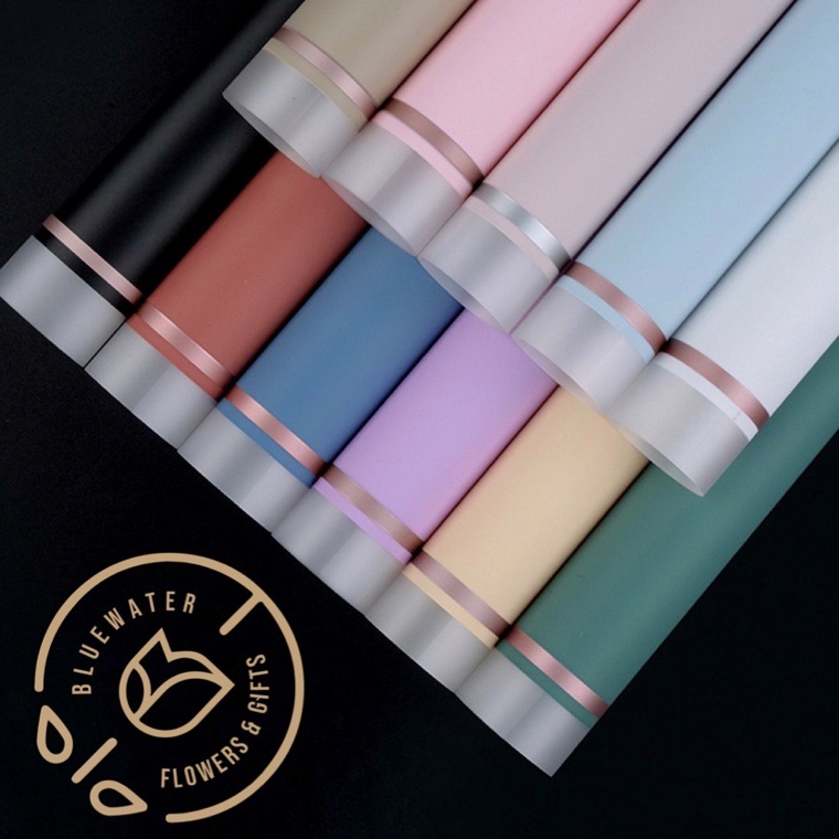 

First Arrival 2 Lembar FT Kertas Buket Wrapping Paper List Gold Frame Transparan Flower Bouquet Cellophane