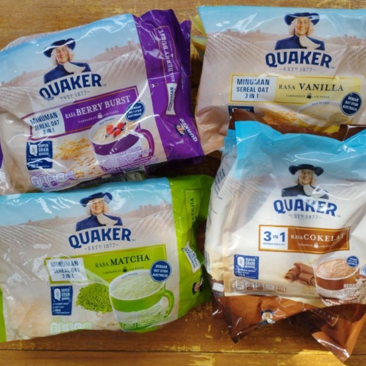 

Promo Terkini Quaker oat oats minuman sereal 3 in 1 3in1 Vanilla cokelat berry burst matcha 224gr 28gr x 8 sachet