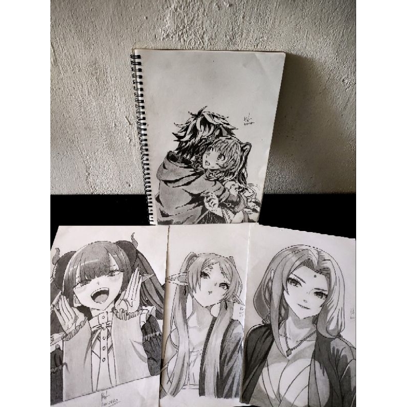 

Drawing anime Bisa request A4 Full pensil
