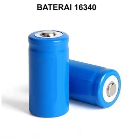 BATERAI LITHIUM CR123A 16340 BATERAI LASER SENAPAN - BIRU POLOS KECIL