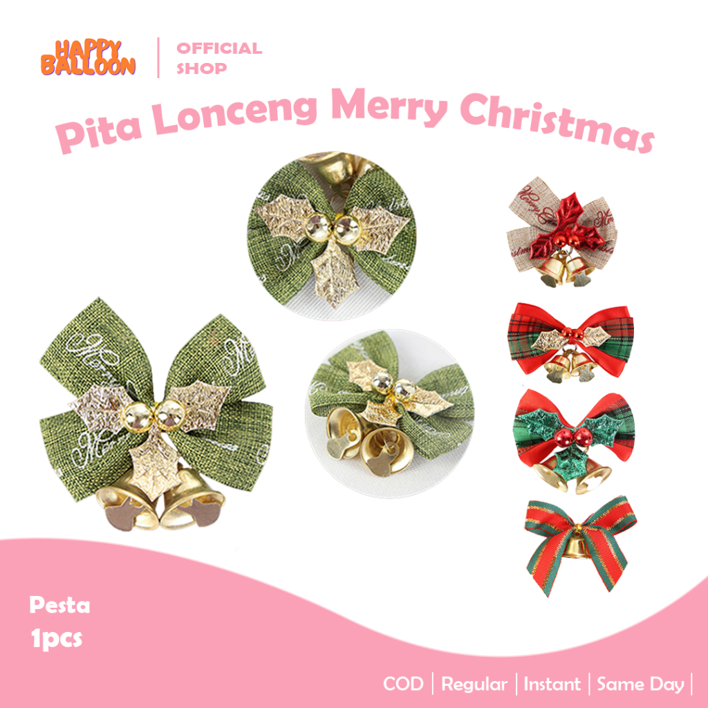 

HappyBalloon Pita Lonceng Merry Christmas Mini | Pita Hias Siap Pakai | Pajangan Aksesoris Pohon Natal / Christmas Ribbon