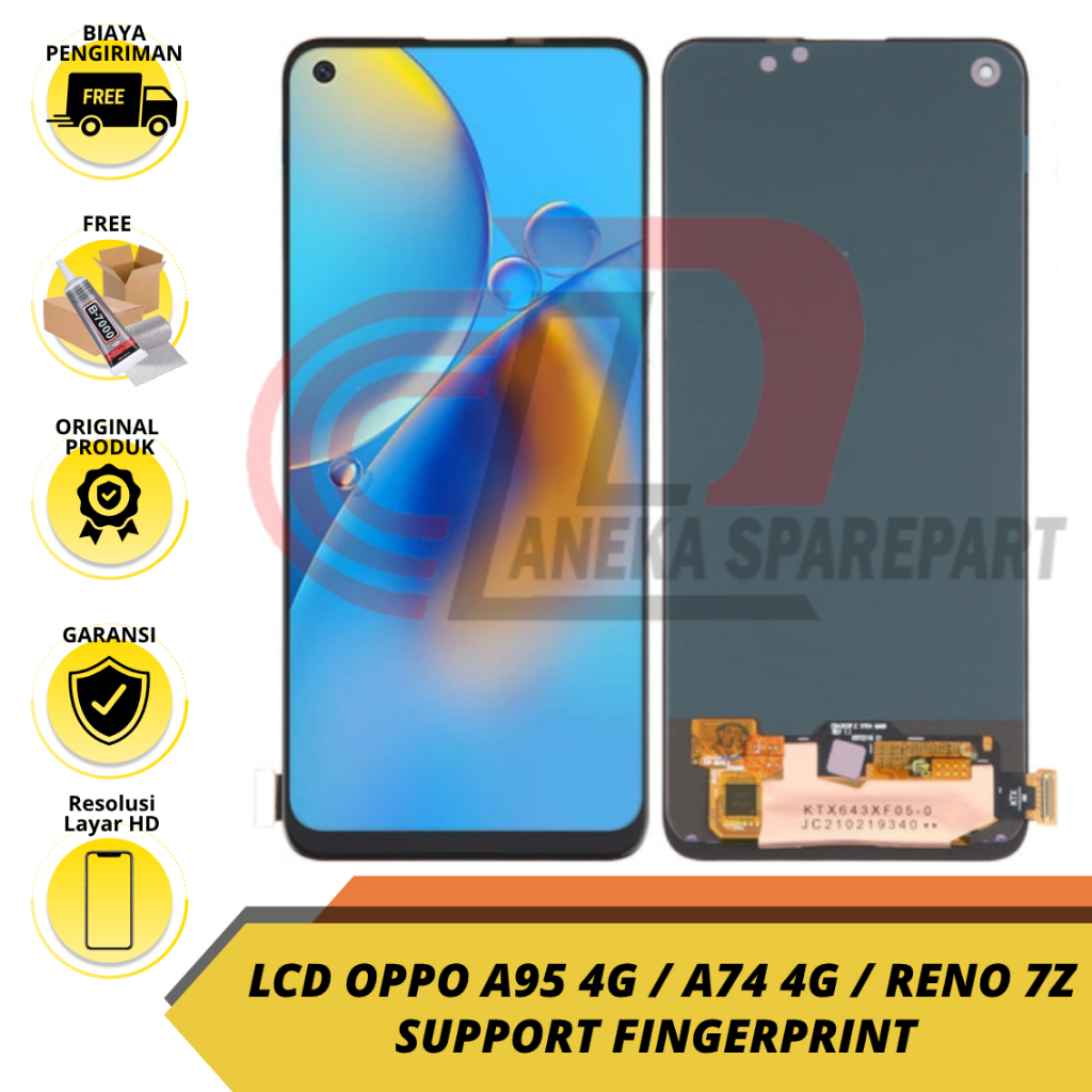 LCD TOUCHSCREEN OPPO A95 4G / A74 4G / RENO 7Z SUPPORT FINGERPRINT ORIGINAL BERGARANSI / FREE PACKIN