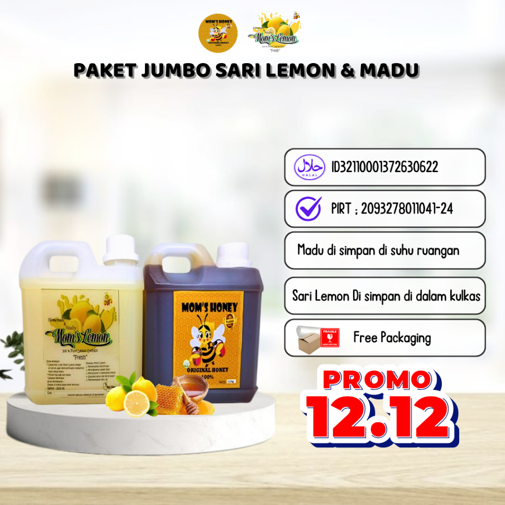 

[Paket Jumbo] Madu 1,5 Kg + Sari lemon 1000 ml By MOMS HONEY