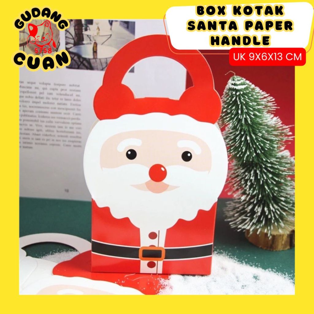 

BOX PACKAGING NATAL KOTAK SANTA PAPER HANDLE CHRISTMAS HAMPER GOODIE BAG COOKIES SNACK CANDY