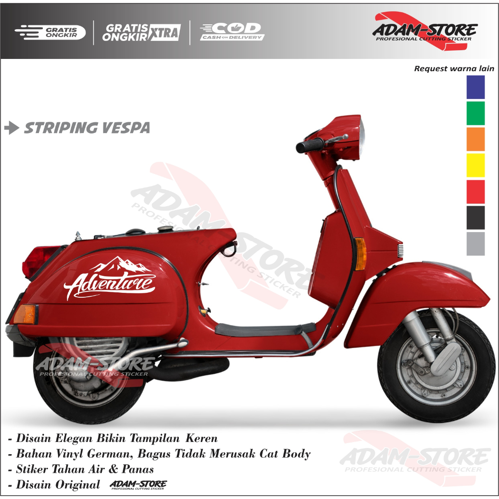 VSA3 Sticker motor vespa px / stiker vespa adventure stiker adventure sticker cutting vespa px