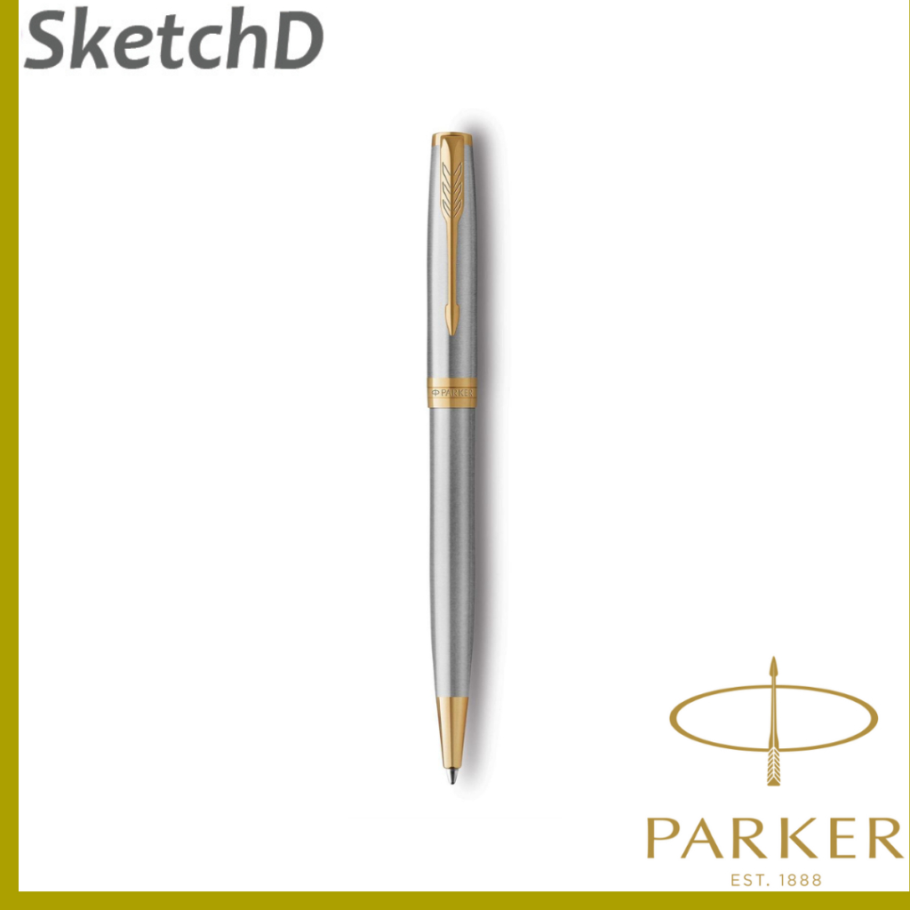 

Parker Sonnet Stainless Steel Gold Trim SS GT BP - Ballpoint Black