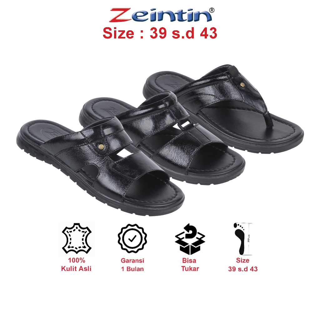 Zeintin - Sandal Pria Sandal Slide Pria Kulit Asli Sandal Slop Pria BK