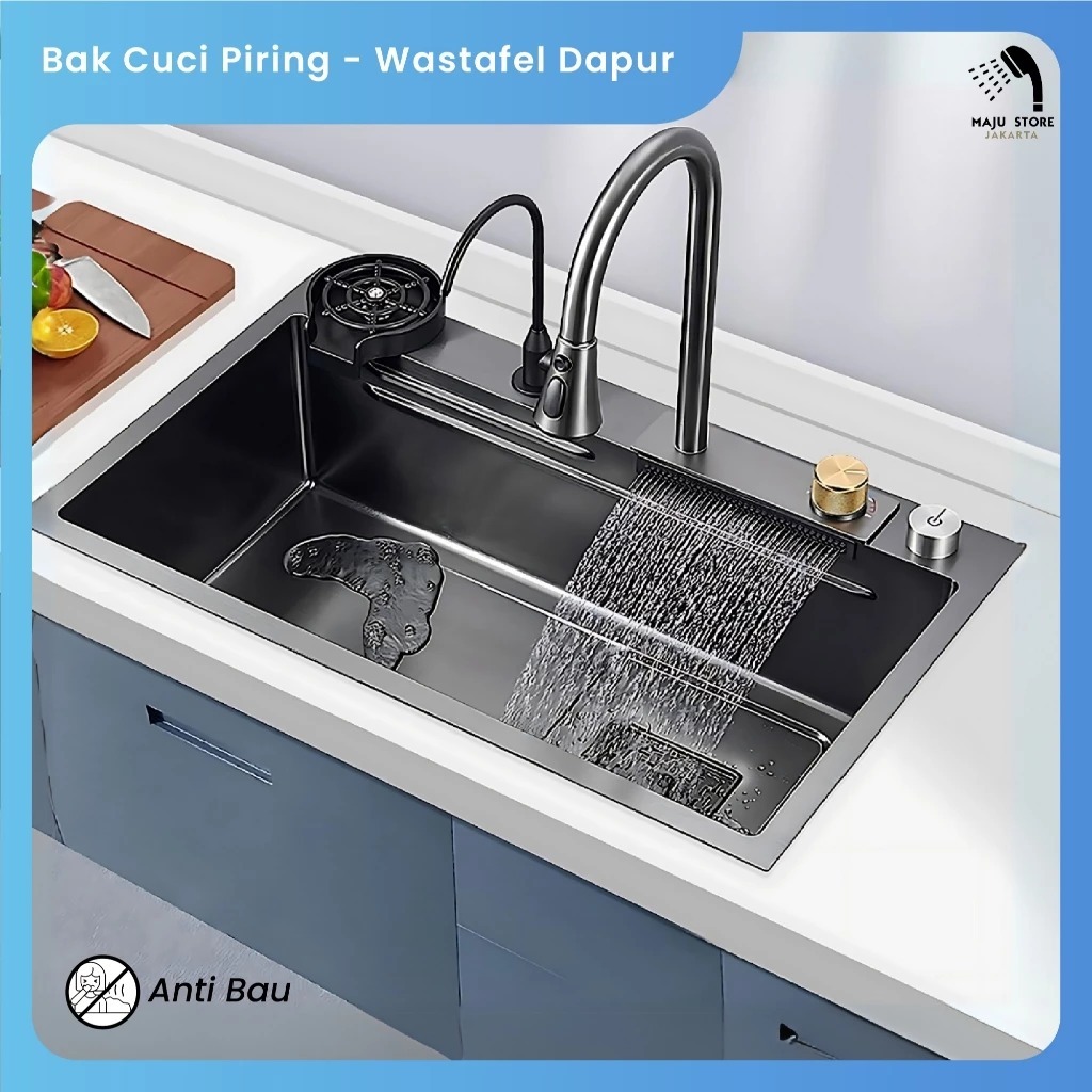 Paket Kitchen sink Wastafel stainless steel Bak Cuci Piring Wastafel dapur + Kran tarik cuci piring 