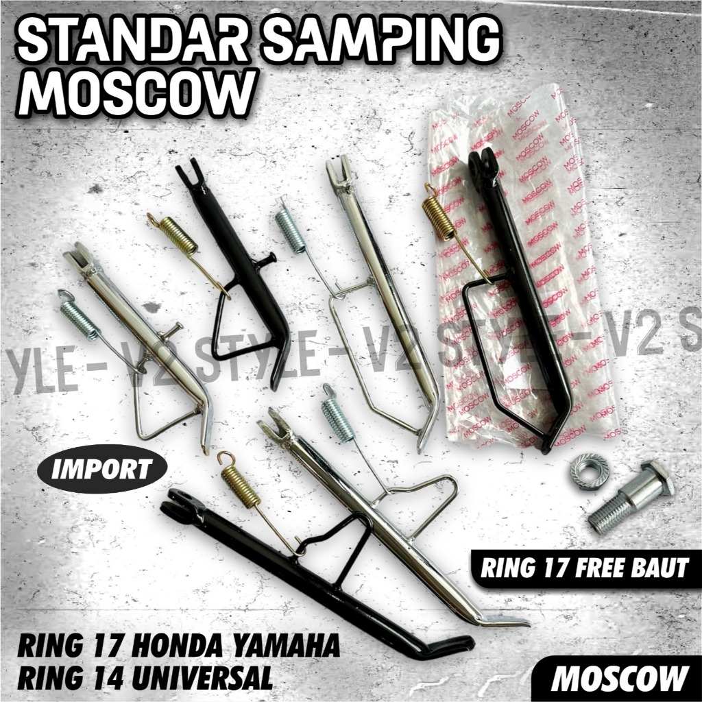 STANDAR SAMPING RING 17 HONDA YAMAHA CHROME HITAM IMPORT TEBAL R17 26CM CAGAK SAMPING JAGANG SAMPING
