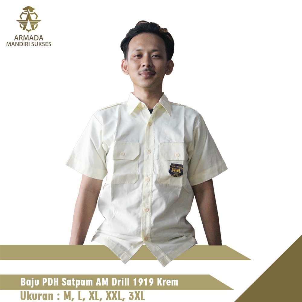 Baju PDH Satpam AM Drill 1919 Krem