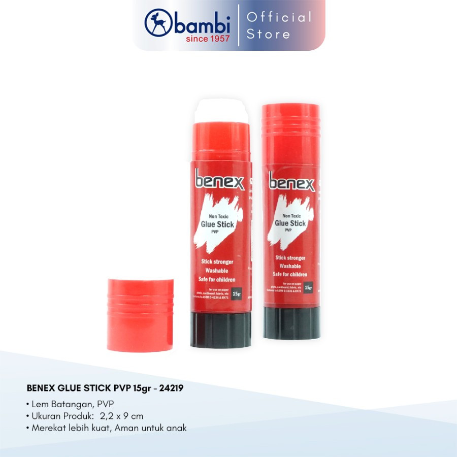 

Benex Glue Stick / Lem Kertas / Lem Batangan PVP 15g - 24219