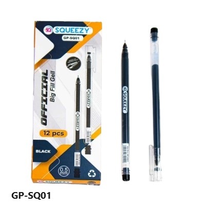 

Pack Gel Pen Squeezy GP-SQ01 0.5MM Hitam Isi 12 PCS
