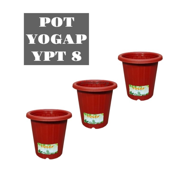 Pot Yogap YPT 8 Merah Bata Pot Tinggi Tanaman Bunga Hias Kaktus Sansivera Mini Tinggi Yogap Original