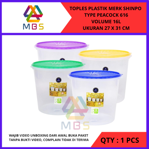 TOPLES PLASTIK TEMPAT WADAH KERUPUK ES SHINPO SIP 616 ISI 16 LITER DIAMETER 30 CM TINGGI 27 CM