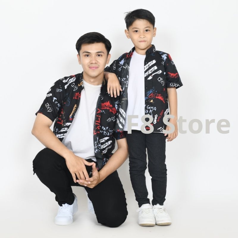 F8 Apparel | Couple Kemeja Pantai Lengan Pendek Kemeja Motif Couple Kemeja Surfing Pria